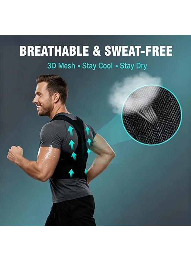 مشد تصحيح قوام الظهر الكامل للرجال، نظام "3 في 1" المطور لتخفيف آلام الظهر العلوية والمتوسطة والسفلية، دعامة قابلة للتعديل لعلاج الانحناء والأكتاف المستديرة (مقاس Large). - Image 3